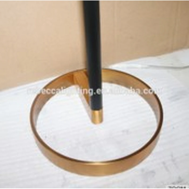 round black shade and brass base bedside table lamp