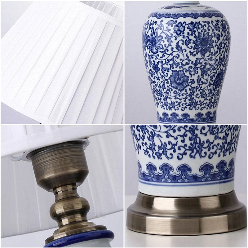 ceramics desk lights  fabric shade table lamp sftand lamp with swithc on and of