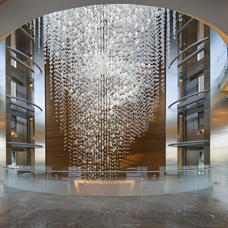 Customizable modern large hotel lobby wedding luxury glass long chandelier