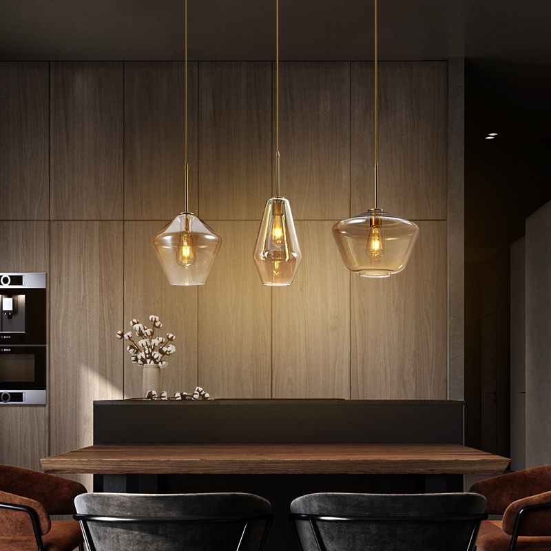 Modern dining room glass chandelier dining room table industrial style coffee shop western restaurant lamp aluminum light