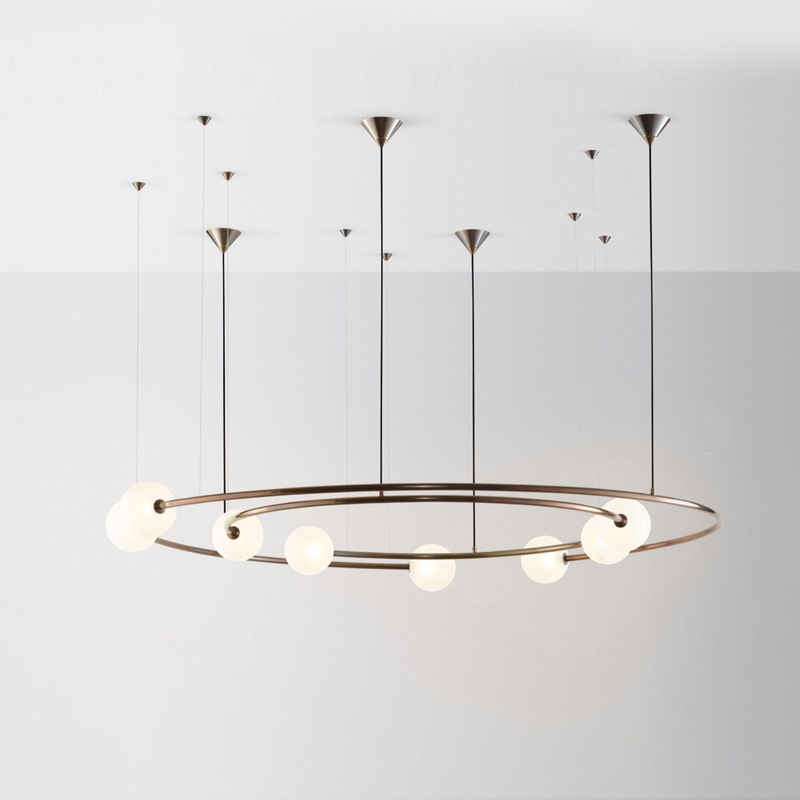 Modern Creative Ring Planet Design Light Luxury Led Glass Pendant Lamp