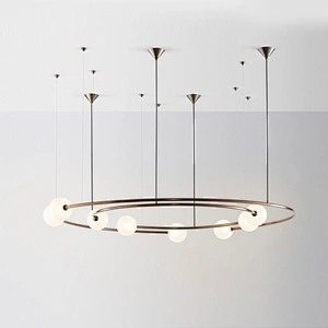 Modern Creative Ring Planet Design Light Luxury Led Glass Pendant Lamp