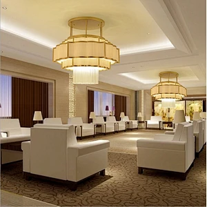Decorative Indoor Lobby Crystal Lamp Round Pendant Lamp For Hotel Project