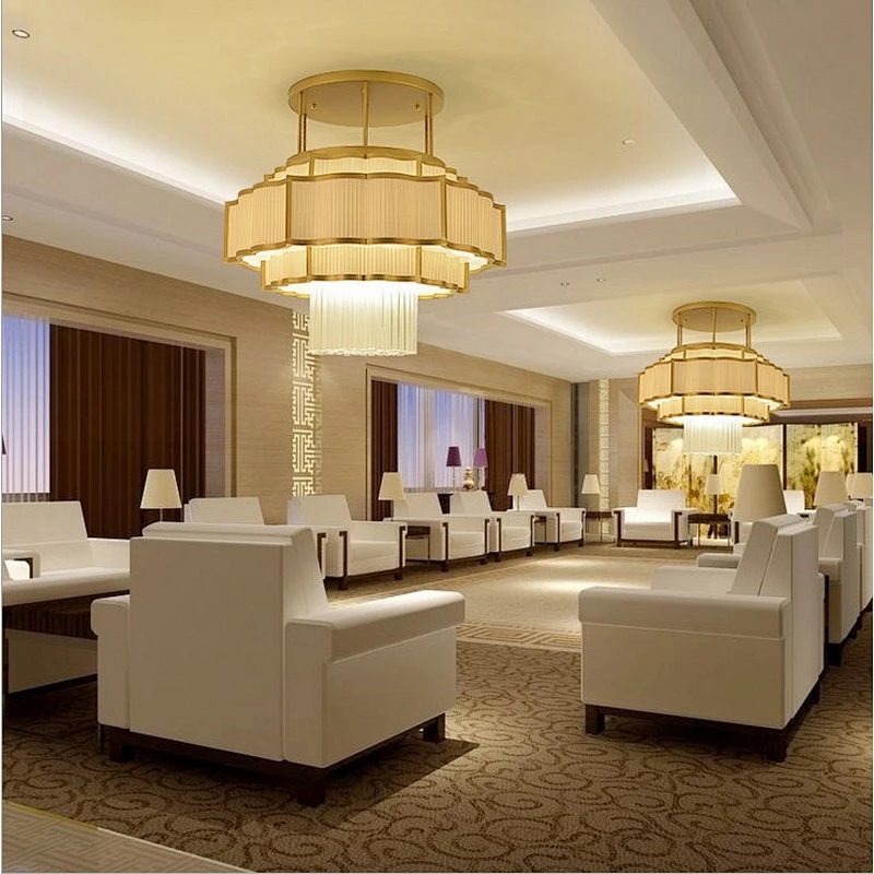 Decorative Indoor Lobby Crystal Lamp Round Pendant Lamp For Hotel Project