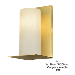 Modern indoor nordic hotel brass marble luxury bedside reading light wall lamp