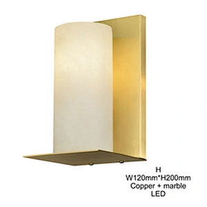 Modern indoor nordic hotel brass marble luxury bedside reading light wall lamp