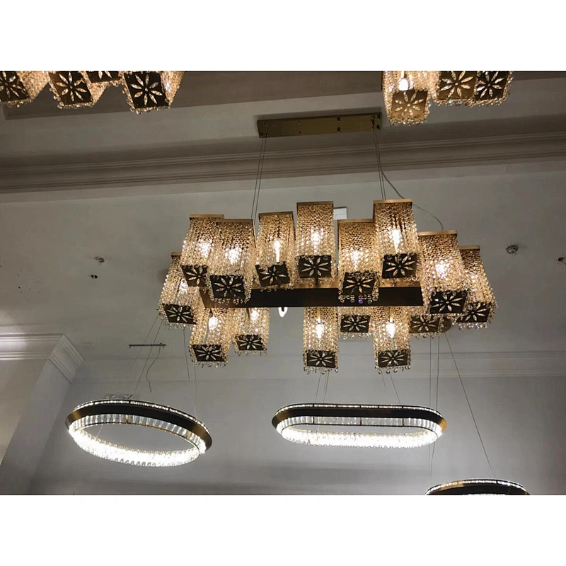 Luxury Crystal Restaurant Chandelier Bar Creative Personality Rectangular Irregular Modern Crystal Chandelier
