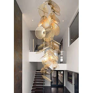 European-Style Creative Hotel Clubhouse Hollow-Leaf Chandelier Villa Revolving Staircase Lamp Chandelier