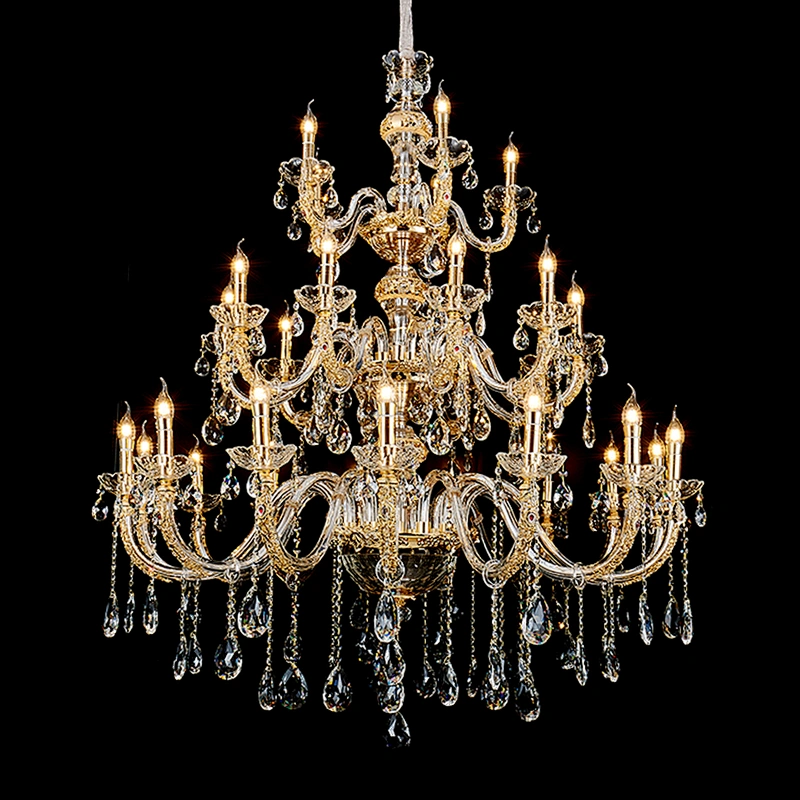 Modern hotel lobby luxury lighting round stainless steel crystal chandelier pendant light
