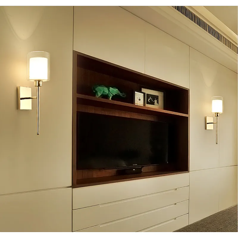 Modern Design Glass Lamp Shade Wall Lighting Long Wall Lamp Hotel Bedroom Wall Lamps
