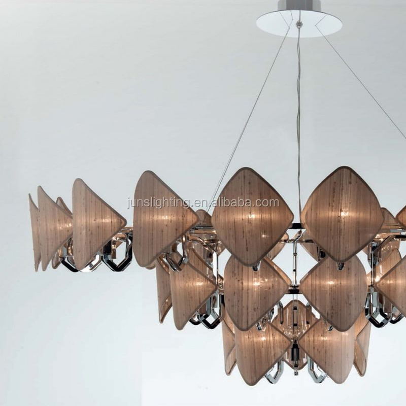 Modern european hotel plated gold white E14 big bedroom pendant lamp for home