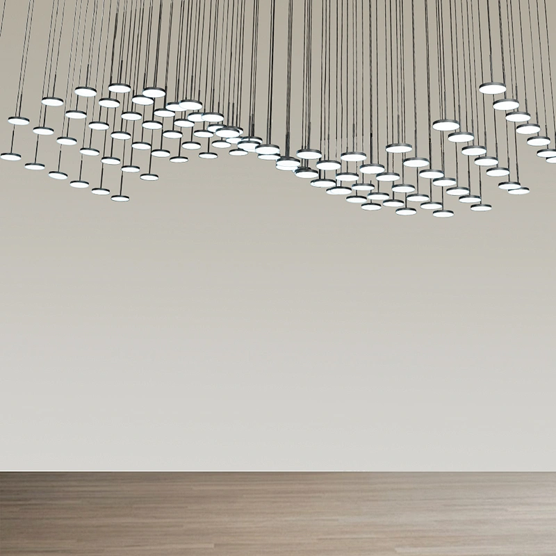 Modern pendant lighting chandeliers large hotel dining room black long led ceiling chandelier