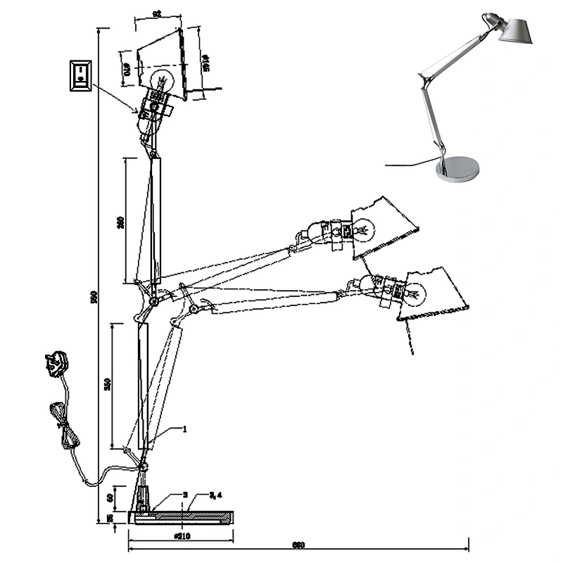 itlian adjustable aluminum  table lamp with E27 lamp holder