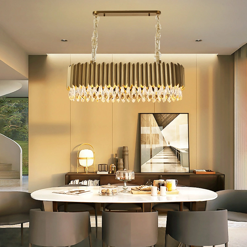 Modern french empire round dining room luxury led stainless steel k9 crystal lights chandelier