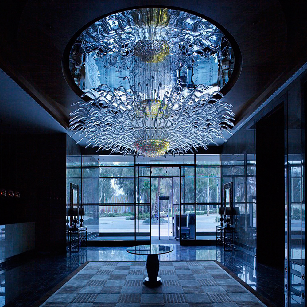 Modern large hotel lobby project decoration glass crystal chandelier