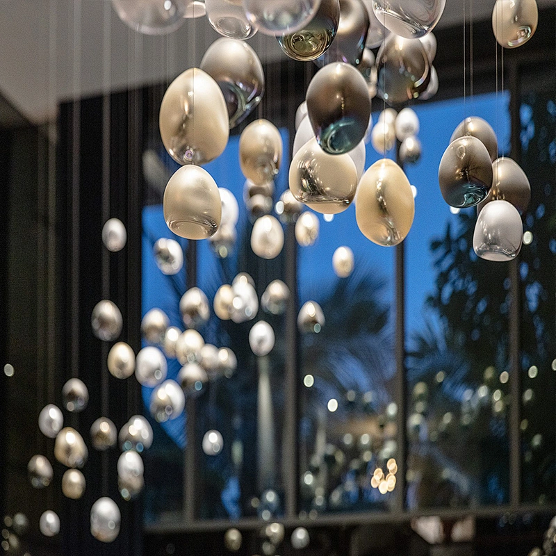 Modern design project hotel lobby dining room glass luxury chandelier