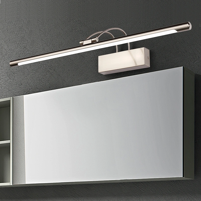 Minimal Nickel Aluminum Waterproof LED IP44 Mirror Wall Light Home Decor Custom Hotel Decor Bathroom Bronze Wall Light