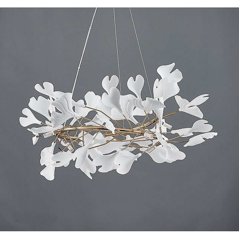 Simple white copper ceramic leaf dining room chandeliers, Nordic designer, iron ceramic chandeliers&pendant lights