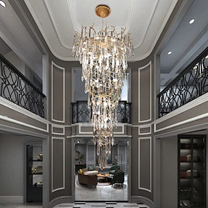 Modern custom designed hotel lobby branch glass chandeliers luxury villa staircase chandeliers