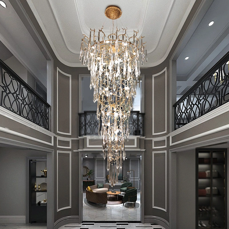 Modern custom designed hotel lobby branch glass chandeliers luxury villa staircase chandeliers