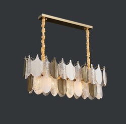 Modern living room leaf glass chandelier  villa dining room duplex building personality stair multilayer lamps and lanterns