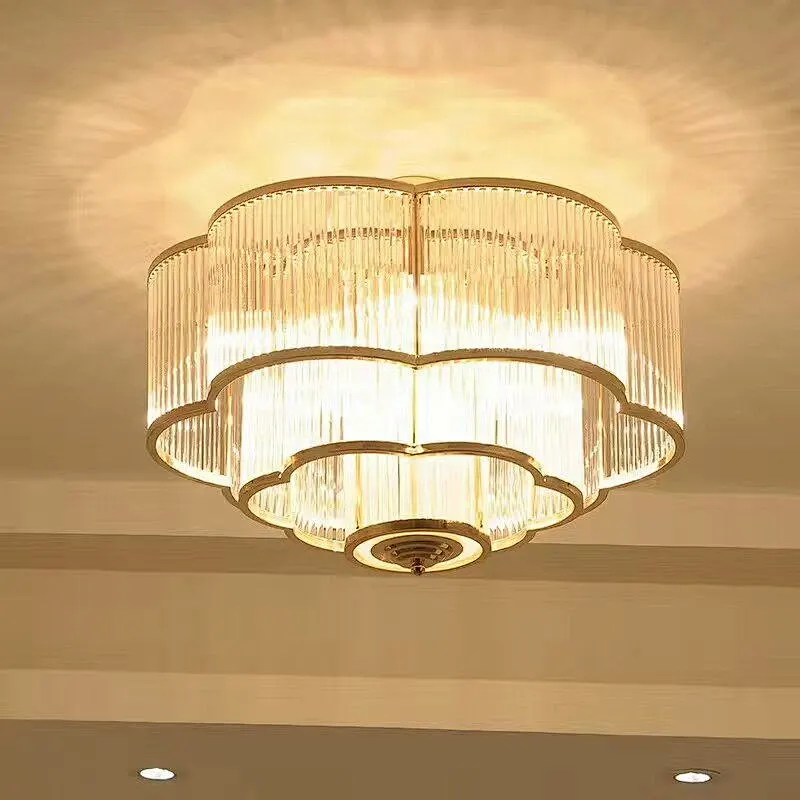 Modern hotel luxury lighting cristal ceiling chandeliers pendant light gold glass crystal chandelier