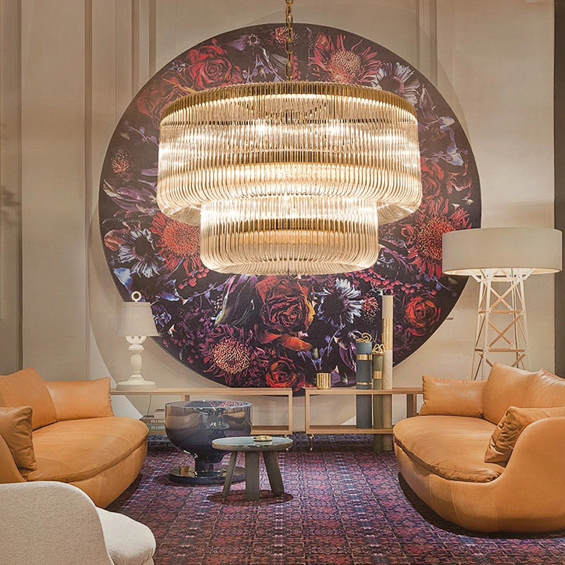 Modern lustre cristal dinding room  luxury new art glass tube lighting chandelier