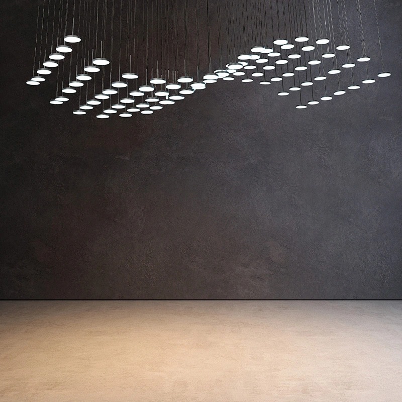 Modern pendant lighting chandeliers large hotel dining room black long led ceiling chandelier