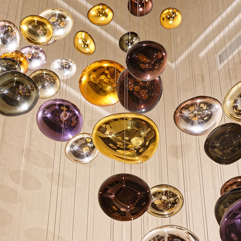 Modern hotel living room silver gold luxury glass ball chandelier
