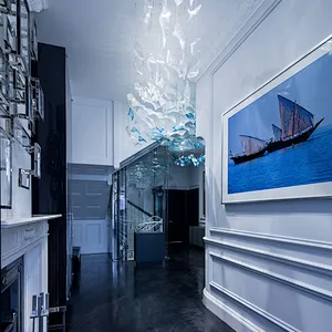 Hotel lobby large glass  chandeliers and pendant lights custom modeling luxury lighting for hotel