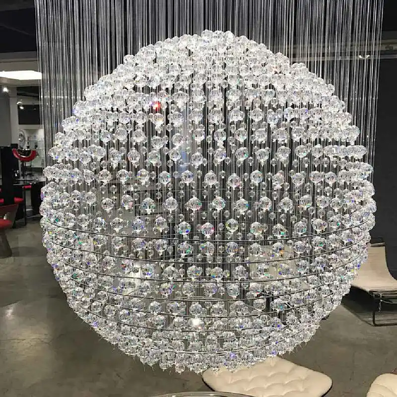 Large Hotel Lobby Chandelier K9 Spherical High-Quality Crystal Chandelier Hotel Engineering Custom Chandeliers&Pendant Lights