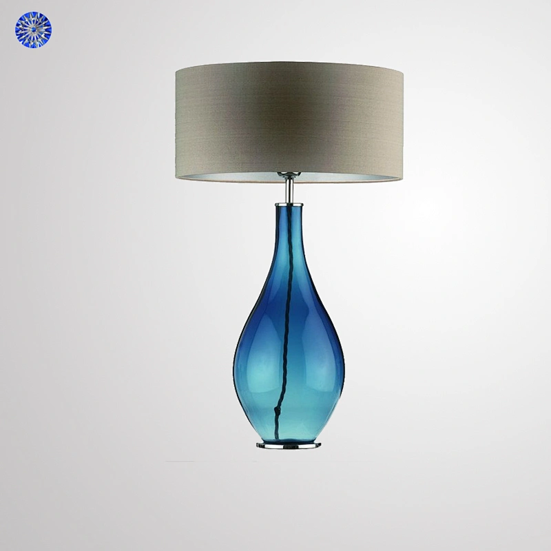 zhongshan purple glass table lamp with fabric shade