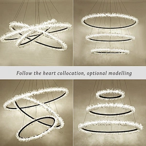 Nordic modern simple crystal chandelier ring chandelier duplex building living room bedroom art dining room light luxury model r