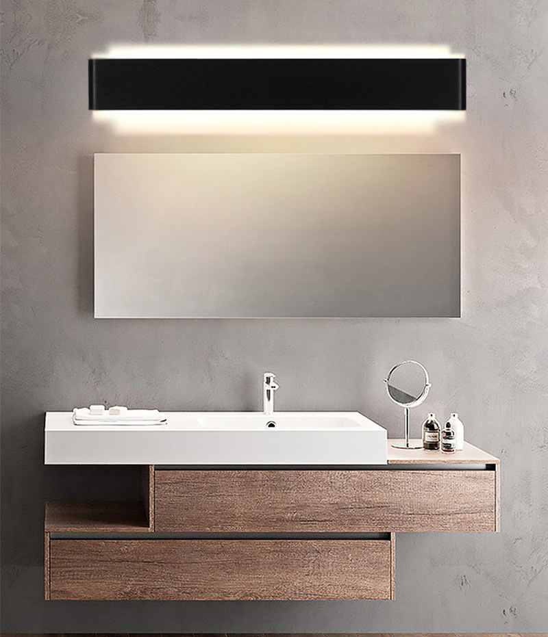 Modern black and white LED aluminum acrylic hotel waterproof bathroom mirror wall lights custom bedroom dressing table lamp IP44