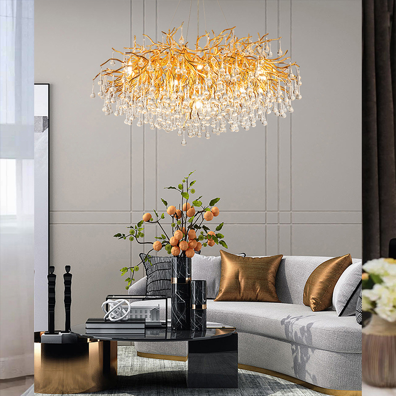 Hotel Villa Modern Indoor Crystal Chandeliers Lighting Living Room Pendant Lights