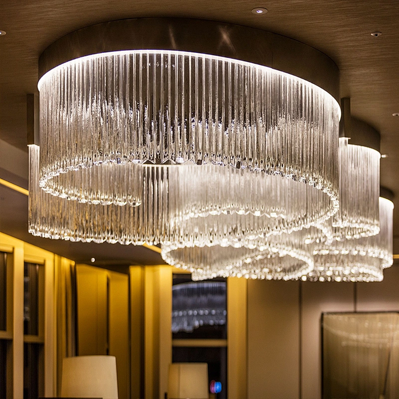 Customizable contract lighting large hotel lobby villa decoration luxury glass  chandeliers