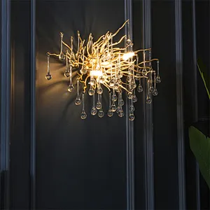 Modern golden branch bed head lighting bedroom bed head wall lamp Luxury Iron Wall Sconce Light wall lamp for hotel