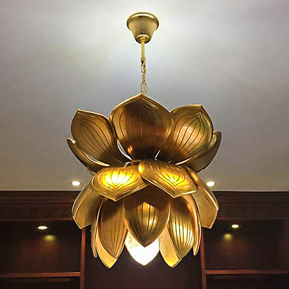 Guzhen Antique Gold Flower Hotel Large Project Chandelier For Hotel Lobby