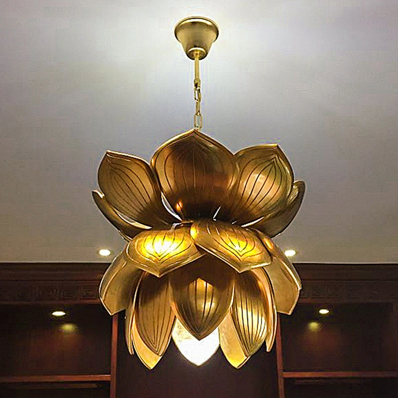 Guzhen Antique Gold Flower Hotel Large Project Chandelier For Hotel Lobby