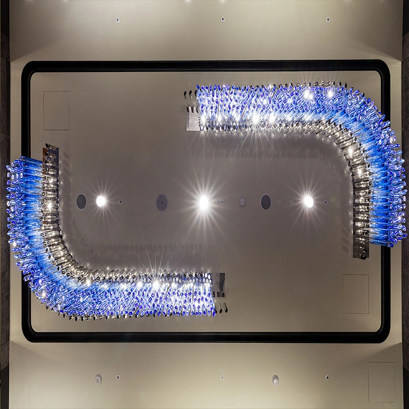 Customizable Large Hotel Stairs Hall Decorative Glass Tube Chandelier