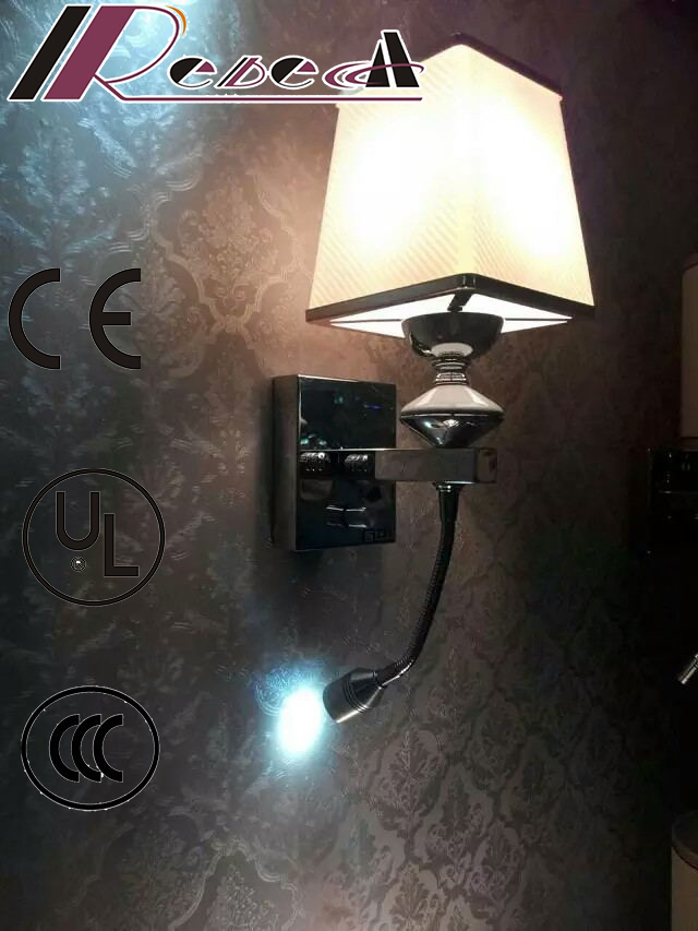 Country style single fabric shade wall lamp Living Room bedroom wall lamps