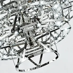 Custom lighting new innovation simple geometry stainless steel led ceiling lights chandelier