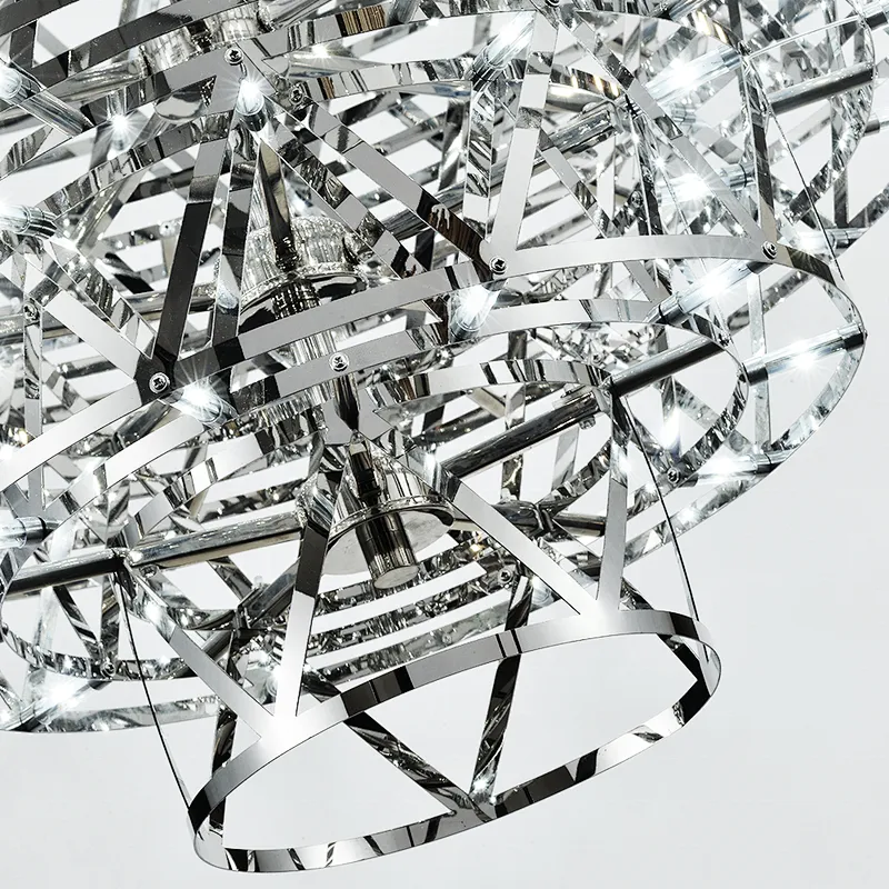 Custom lighting new innovation simple geometry stainless steel led ceiling lights chandelier
