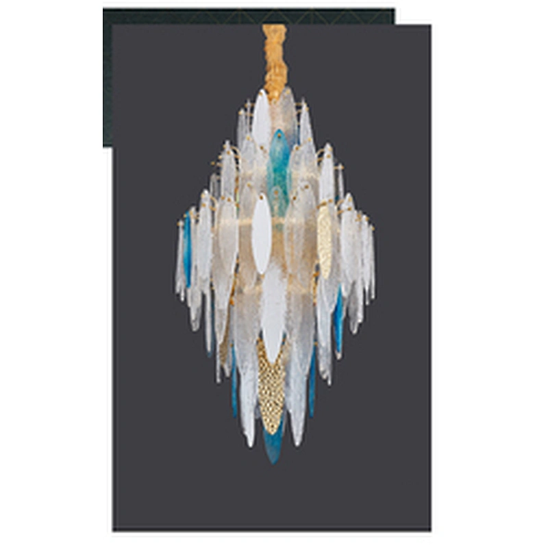 Luxury Glass Craft Hotel Led Chandelier Villa Living Room Revolving Staircase Glass Chandelier