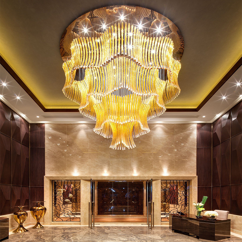 Modern Hotel Lobby Project Custom Luxury Crystal Glass Chandelier Pendant Lights
