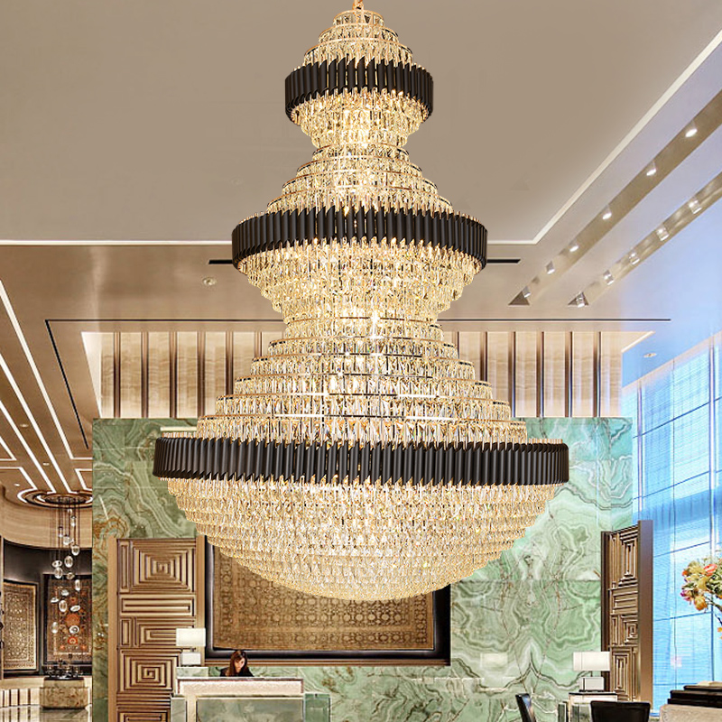 Modern Crystal Lamp  Hotel Chandelier Ceiling Light Villa Staircase  Lighting Pendant Lights