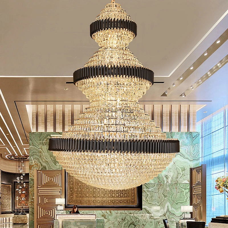 Modern Crystal Lamp  Hotel Chandelier Ceiling Light Villa Staircase  Lighting Pendant Lights