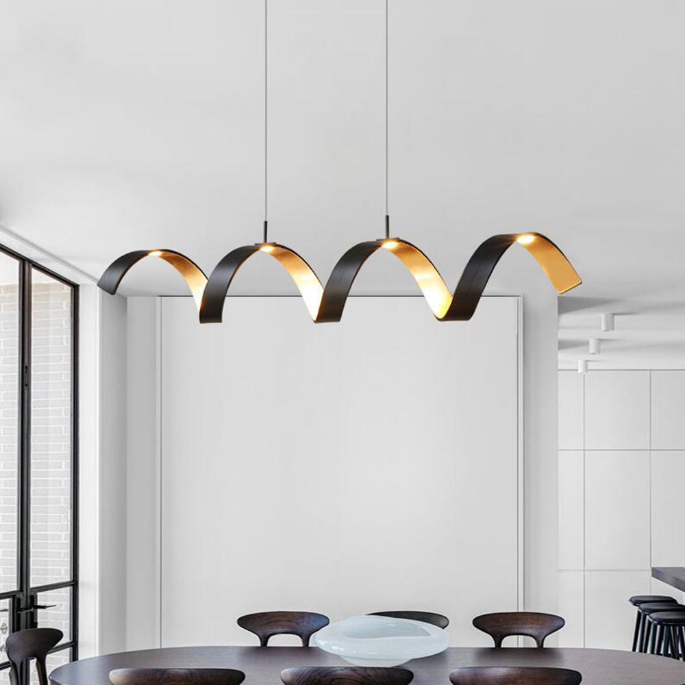 Modern Nordic Design Spiral Aluminum Black With Gold Led Pendant Lamps