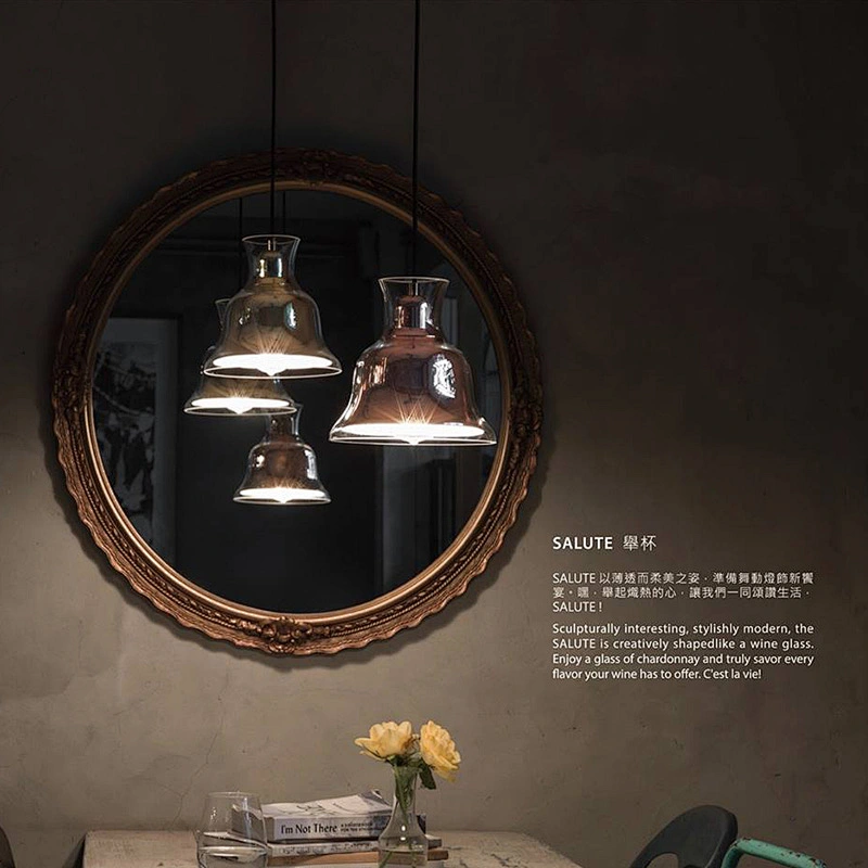 Vintage style custom color glass lightshade Edison bulbs pendant lamp
