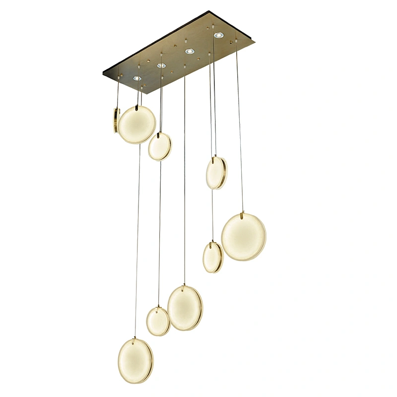 Modern nordic marble stair round ceiling led chandelier